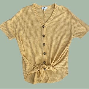 Yellow Waffle Knit Shirt Socialite